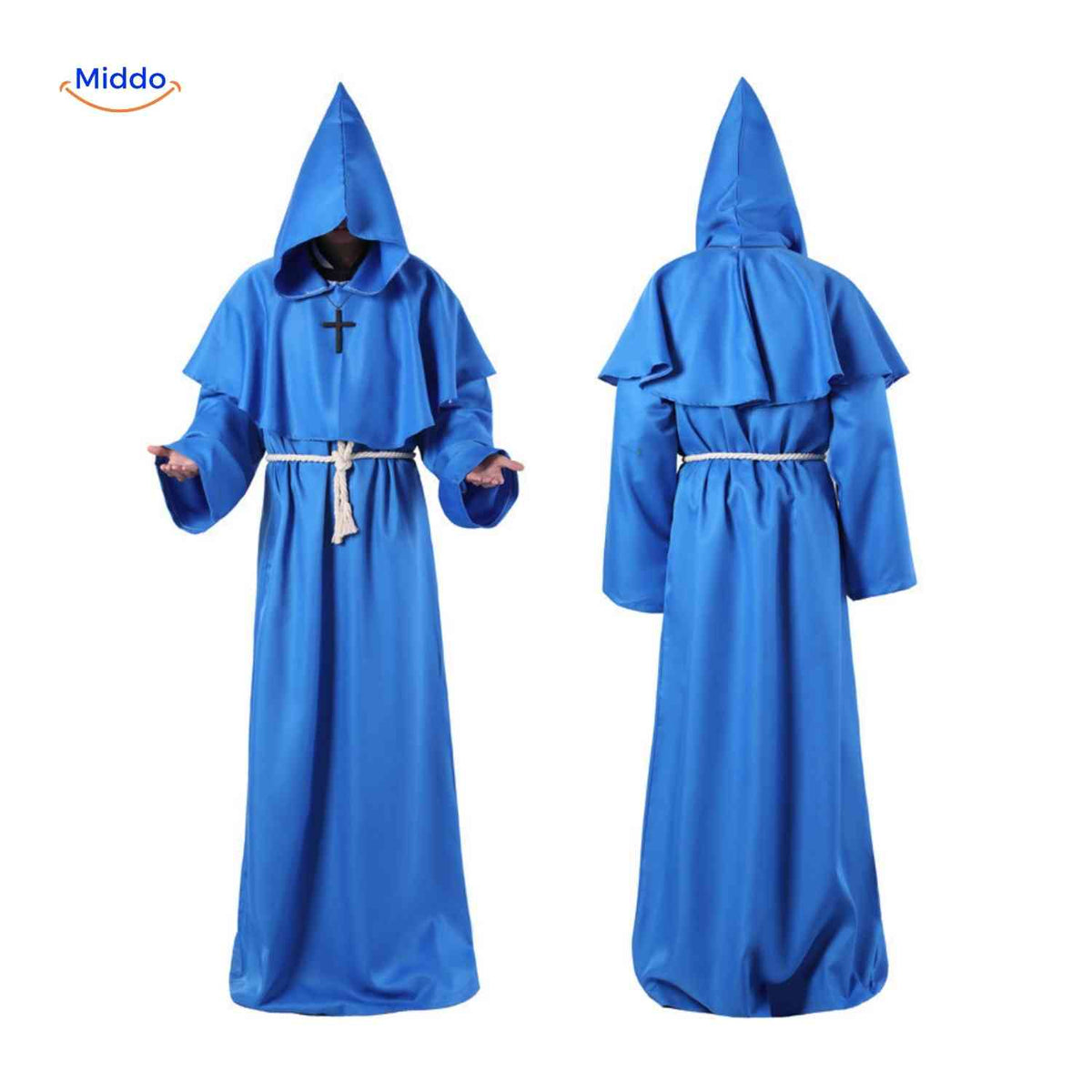Mittelalterliches Mönchsgewand mit Kapuze, Unisex-Kostüm für Themenpartys, Halloween, Cosplay und Karneval | Sansoti