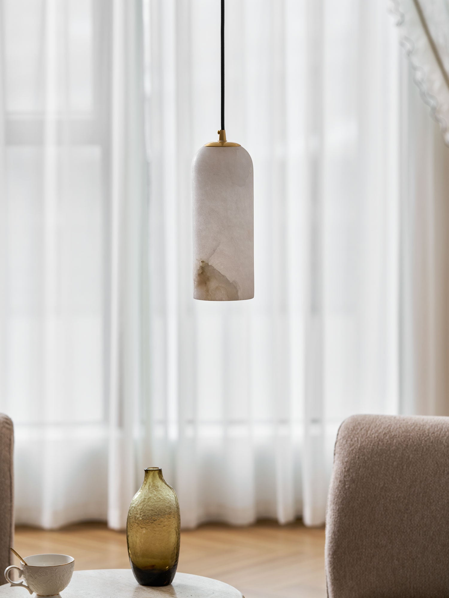 Alabasten Hanglamp met Gevlochten Snoer – Natuursteen Verlichting van Enkel Lichtpunt tot 21-Lichts Cluster – Mid-Century Modern Stijl Eetkamer Hanglamp met E12/E14 Fitting | Sansoti