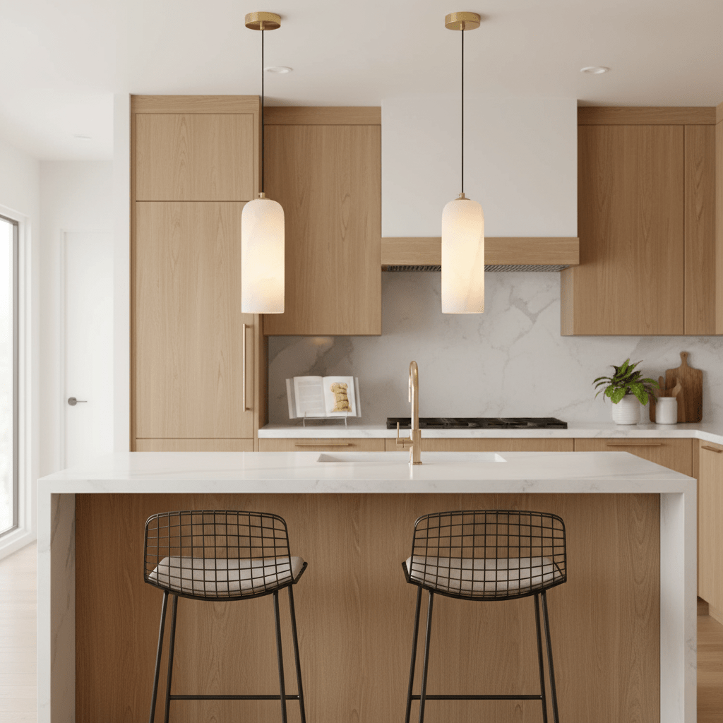 Alabasten Hanglamp met Gevlochten Snoer – Natuursteen Verlichting van Enkel Lichtpunt tot 21-Lichts Cluster – Mid-Century Modern Stijl Eetkamer Hanglamp met E12/E14 Fitting | Sansoti