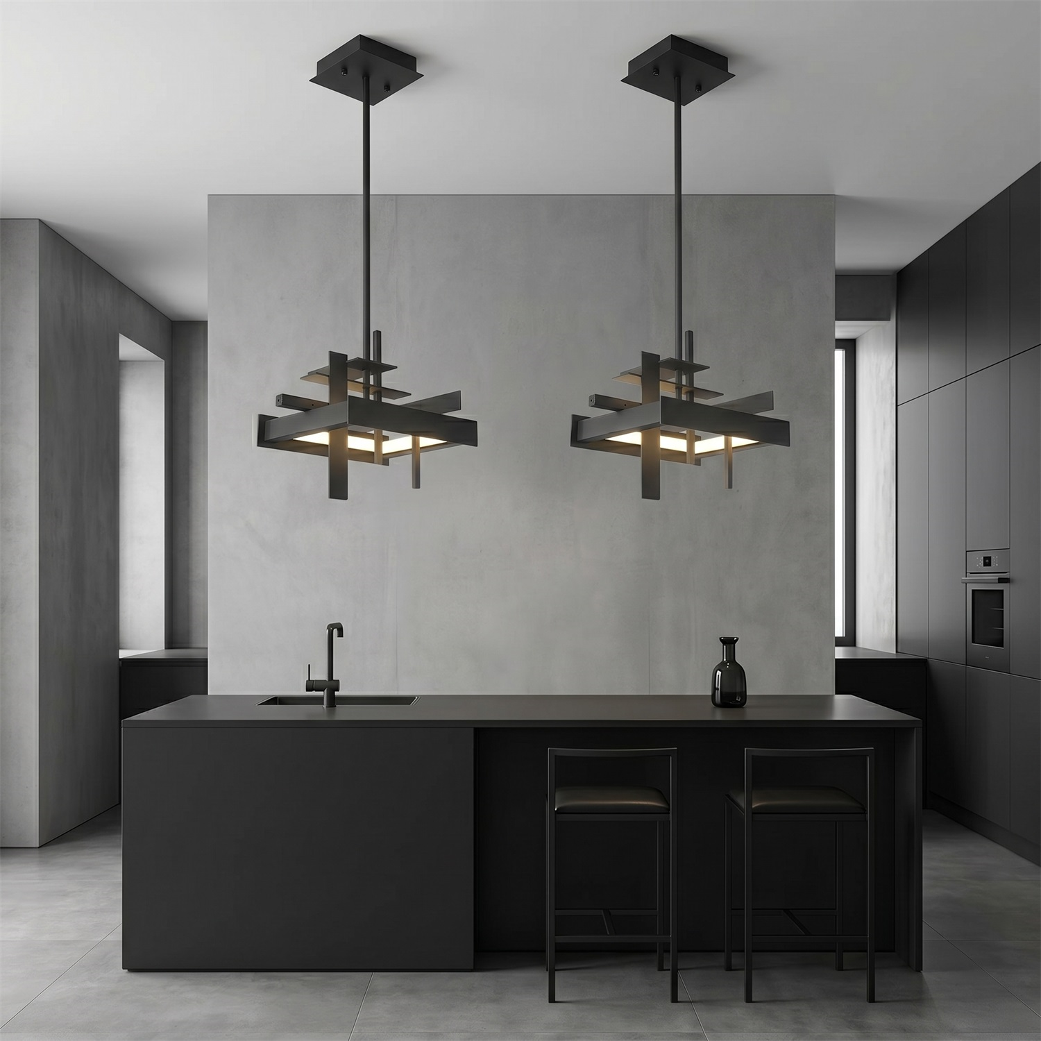 Planaire Hanglamp Zwart Metaal LED Geïntegreerd Modern Abstract Design Eettafel Verlichting | Sansoti