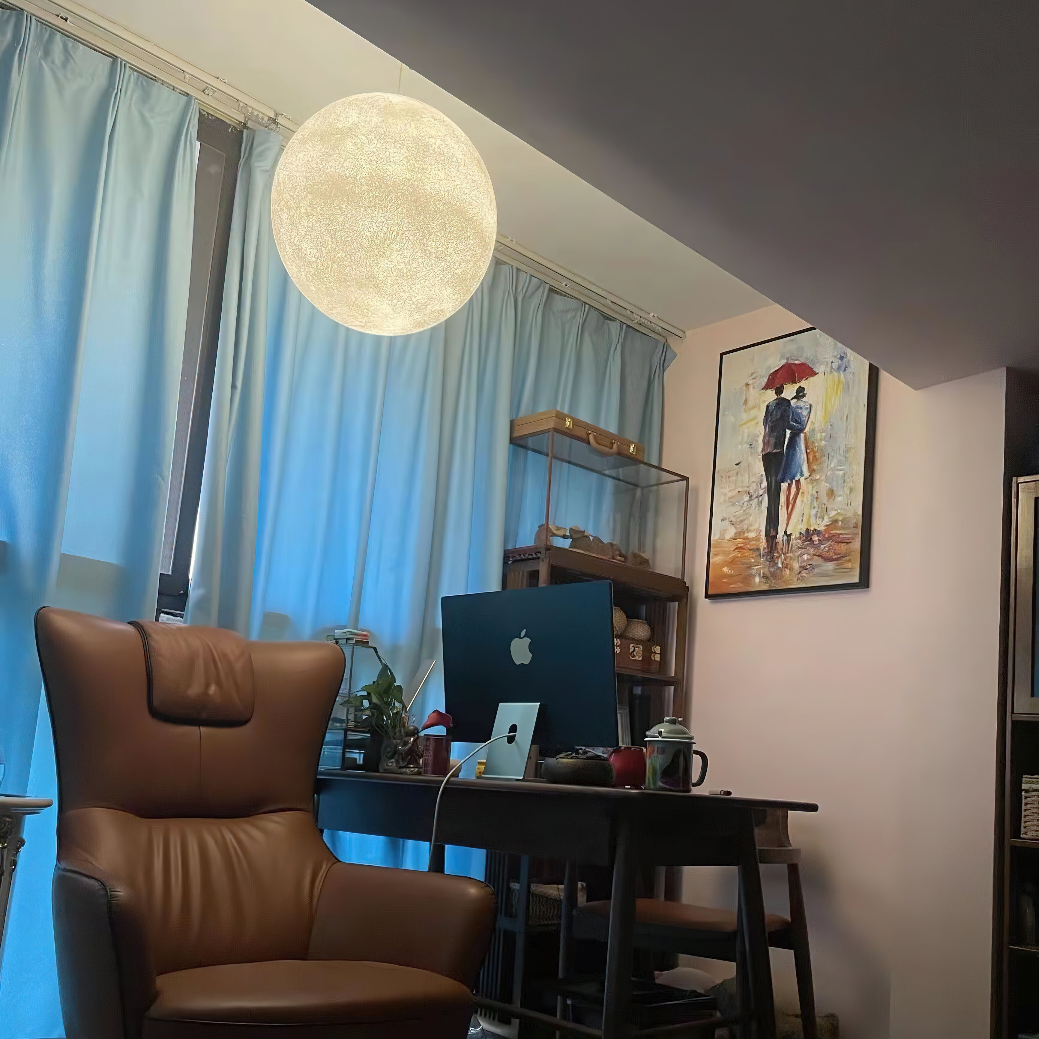 Maan Hanglamp – Realistische Textuur – 8 Maten Beschikbaar – Romantische Maanbol voor Slaapkamer Eetkamer Kinderkamer – Dimbaar Warm Licht – Schuine Plafondadapter Inbegrepen | Sansoti