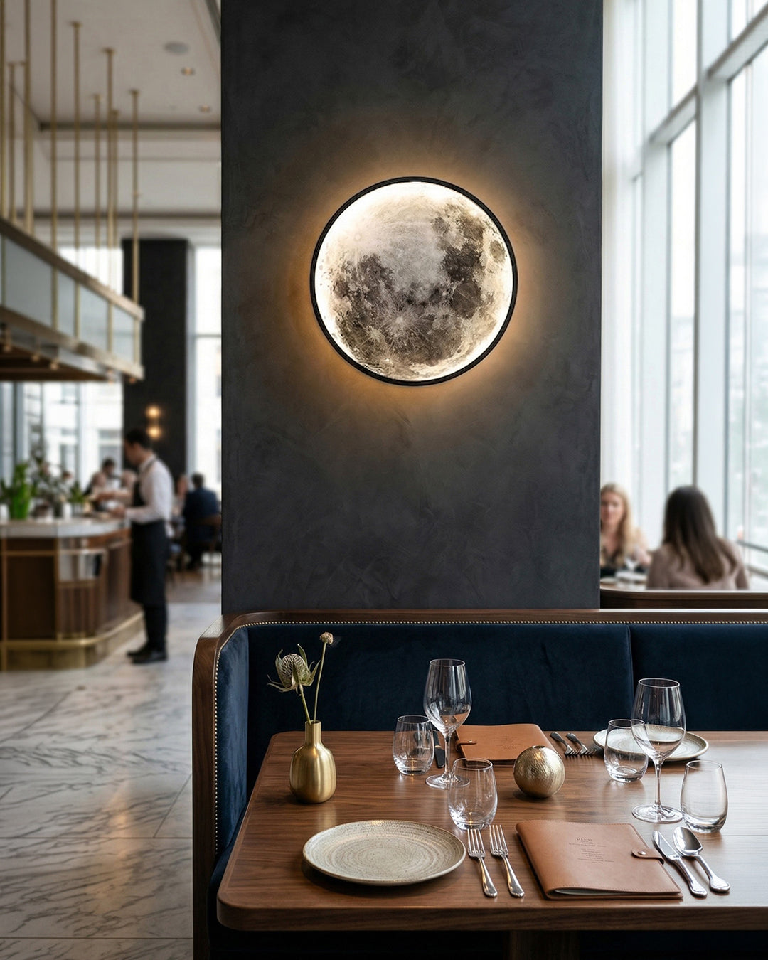 Maan Wandlamp – Textuurbol met Sfeerverlichting in 6 Maten | Sansoti