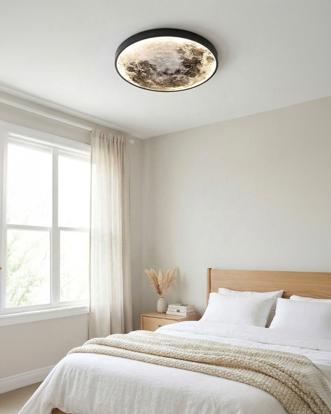 Maan Wandlamp – Textuurbol met Sfeerverlichting in 6 Maten | Sansoti