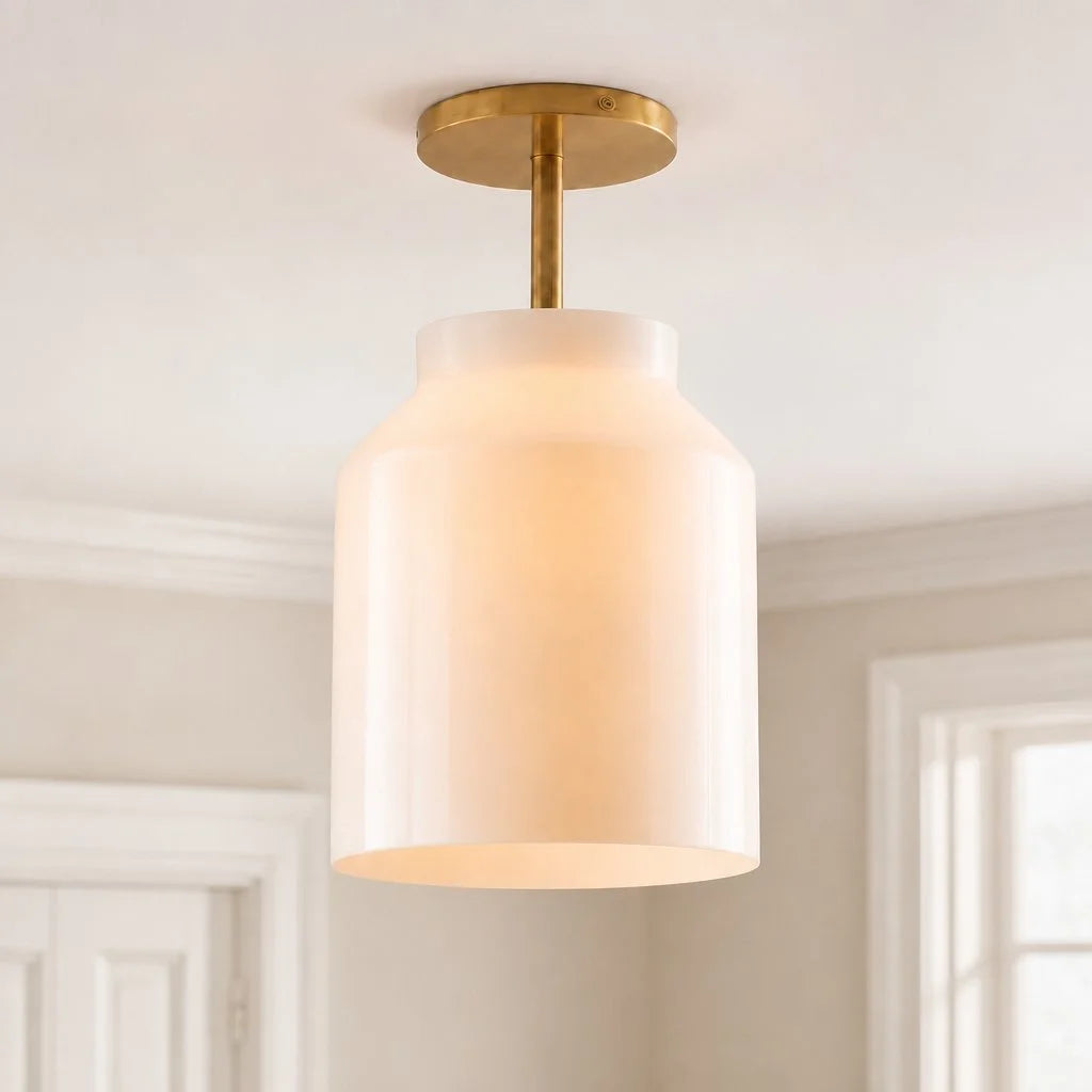 Minimalistisch Plafondlamp Mat Metaal Scandinavisch Design Beige Smokey Grijs | Sansoti