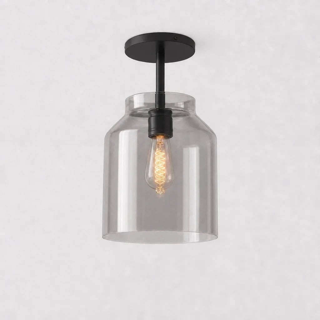 Minimalistisch Plafondlamp Mat Metaal Scandinavisch Design Beige Smokey Grijs | Sansoti