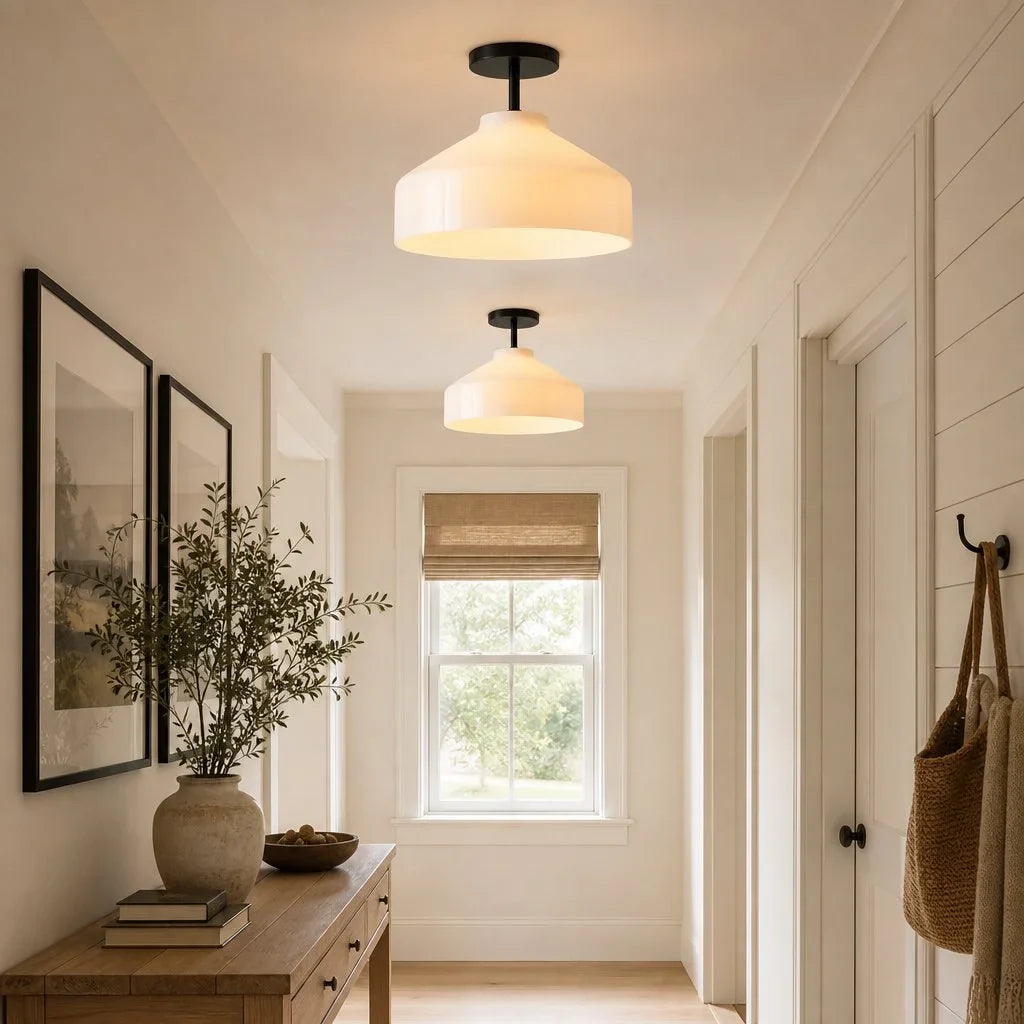 Minimalistisch Plafondlamp Mat Metaal Scandinavisch Design Beige Smokey Grijs | Sansoti