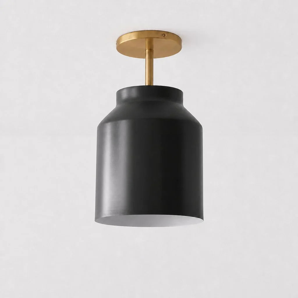 Minimalistisch Plafondlamp Mat Metaal Scandinavisch Design Beige Smokey Grijs | Sansoti
