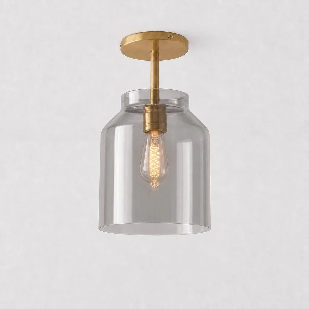 Minimalistisch Plafondlamp Mat Metaal Scandinavisch Design Beige Smokey Grijs | Sansoti