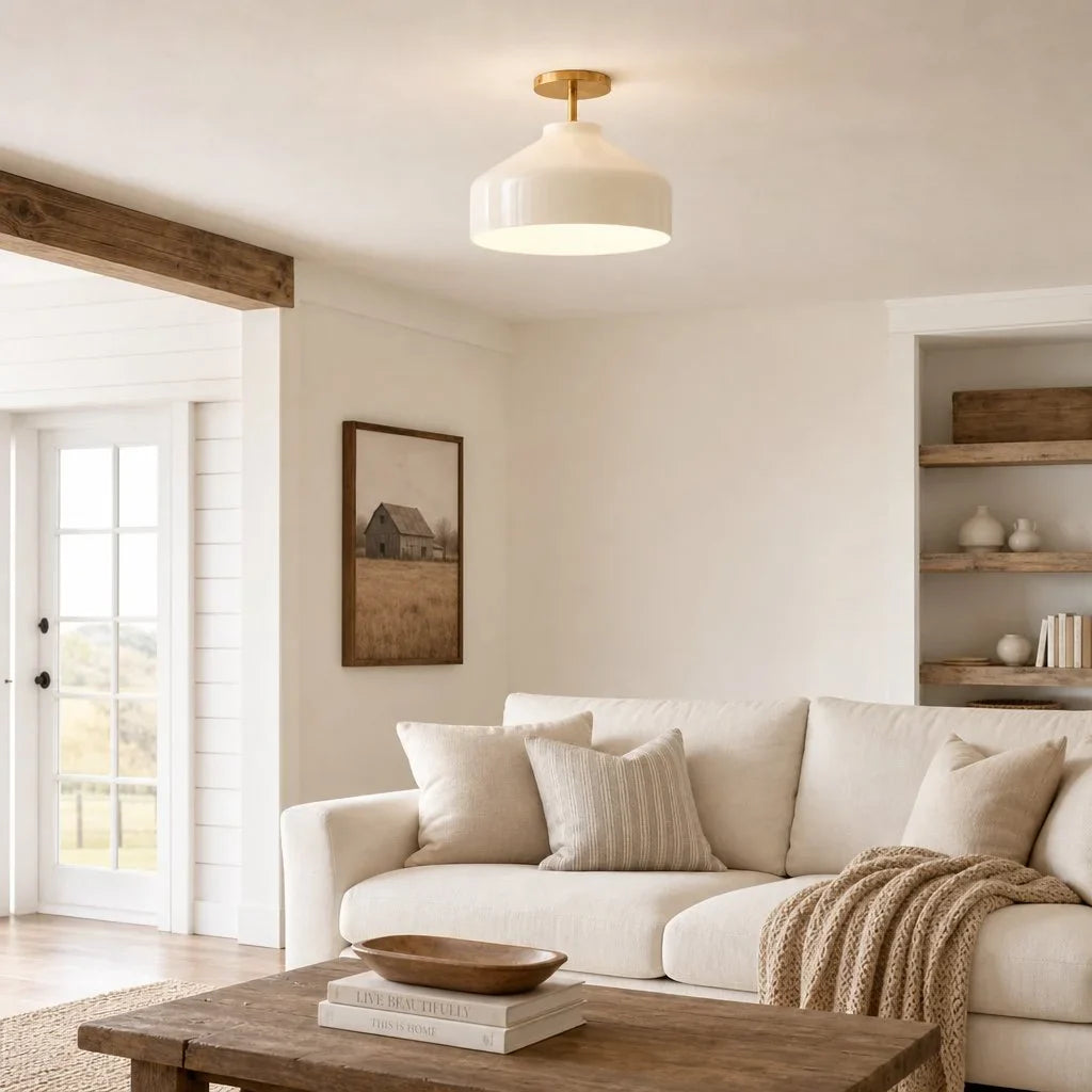 Minimalistisch Plafondlamp Mat Metaal Scandinavisch Design Beige Smokey Grijs | Sansoti