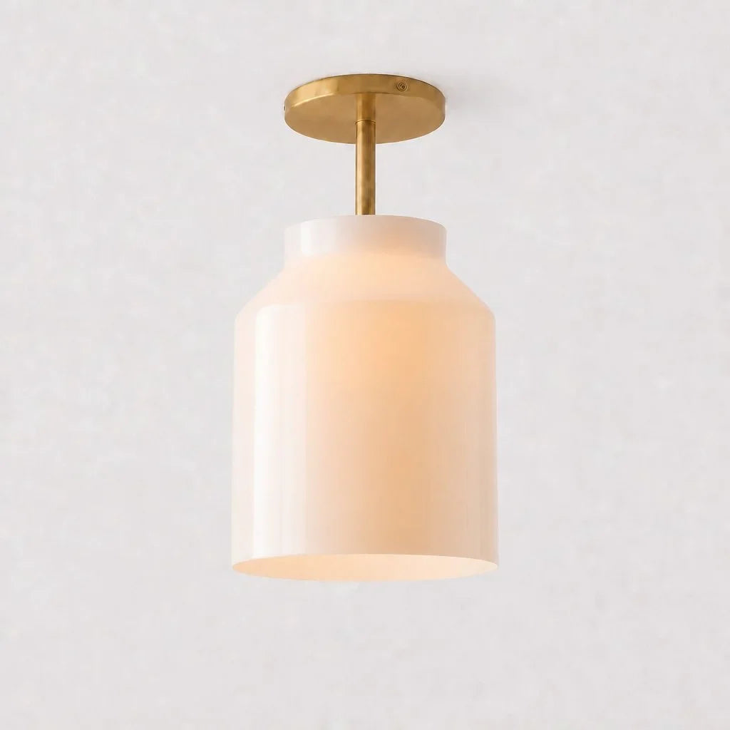 Minimalistisch Plafondlamp Mat Metaal Scandinavisch Design Beige Smokey Grijs | Sansoti
