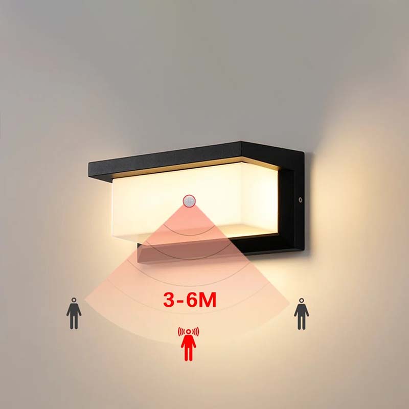 Außenleuchte mit Bewegungssensor, Wandmontage, 18 W LED, schwarz, wasserdicht, Beleuchtung für Garten, Veranda, Einfahrt und Fassade, Garage | Sansoti