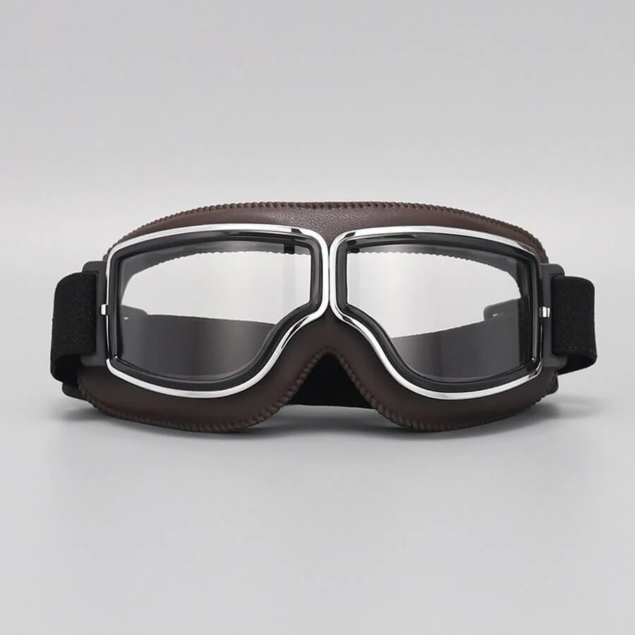 Retro Motorradbril met UV-Bescherming Verstelbaar Zwart Khaki voor Motor Scooter Oldtimer Rijden | Sansoti