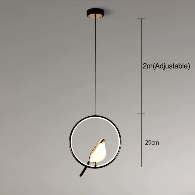 Suspension avec sculpture d’oiseaux dorés et éclairage LED pour salon, salle à manger, entrée et chambre, design moderne | Sansoti