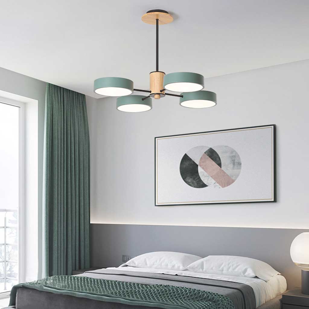 Deckenleuchte und Kronleuchter aus Holz und Metall, mehrarmig, LED, verstellbares Licht, modernes skandinavisches Design, Wohnzimmer | Sansoti