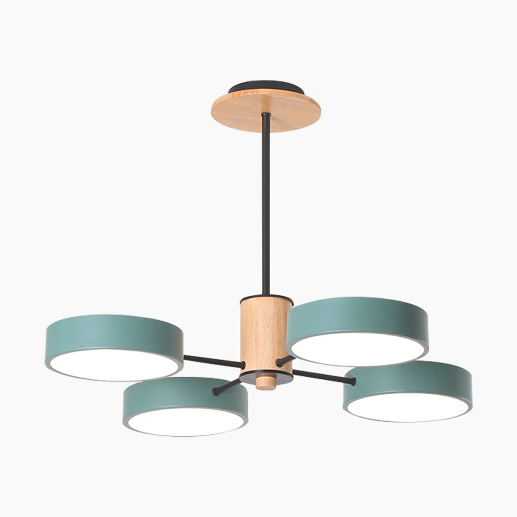 Deckenleuchte und Kronleuchter aus Holz und Metall, mehrarmig, LED, verstellbares Licht, modernes skandinavisches Design, Wohnzimmer | Sansoti