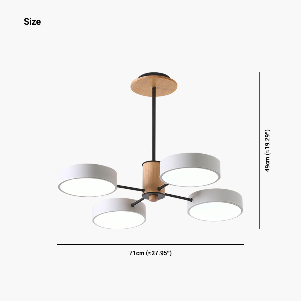 Deckenleuchte und Kronleuchter aus Holz und Metall, mehrarmig, LED, verstellbares Licht, modernes skandinavisches Design, Wohnzimmer | Sansoti