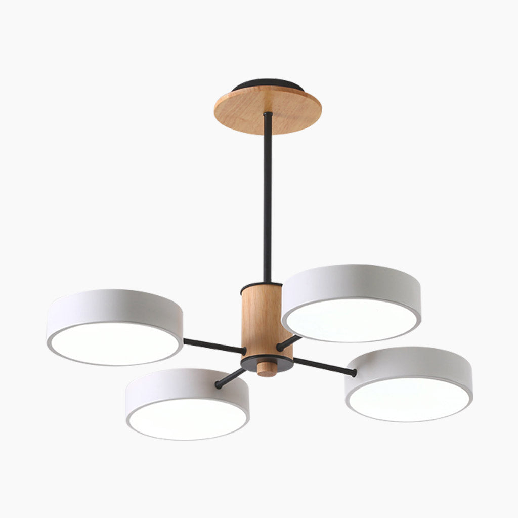 Deckenleuchte und Kronleuchter aus Holz und Metall, mehrarmig, LED, verstellbares Licht, modernes skandinavisches Design, Wohnzimmer | Sansoti
