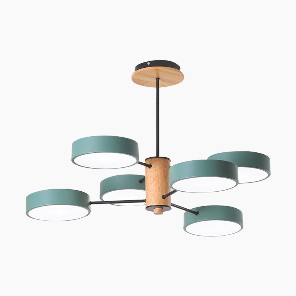 Deckenleuchte und Kronleuchter aus Holz und Metall, mehrarmig, LED, verstellbares Licht, modernes skandinavisches Design, Wohnzimmer | Sansoti