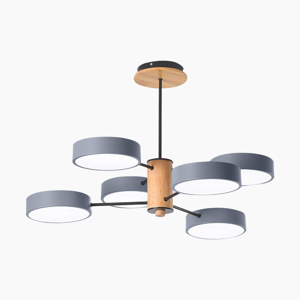 Deckenleuchte und Kronleuchter aus Holz und Metall, mehrarmig, LED, verstellbares Licht, modernes skandinavisches Design, Wohnzimmer | Sansoti