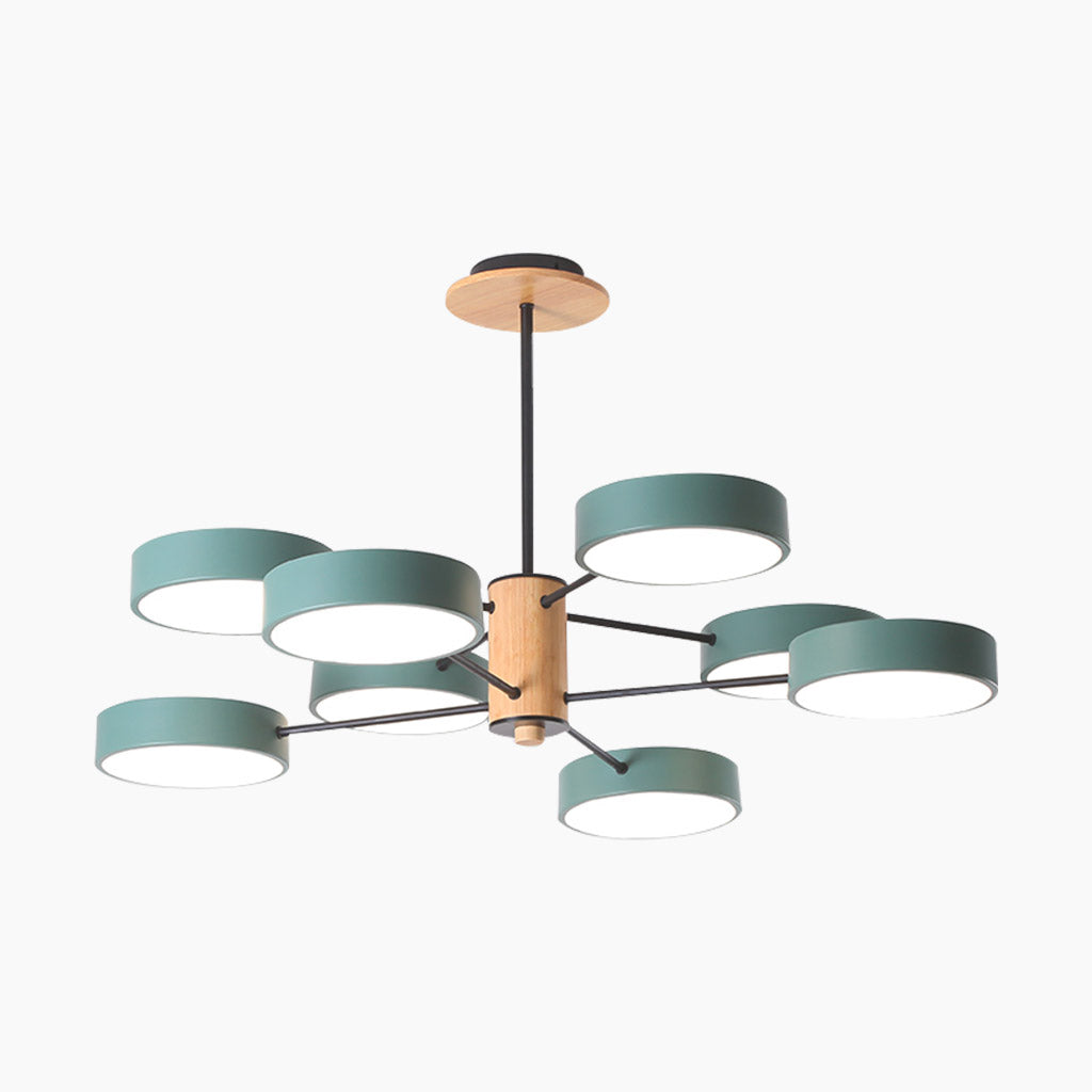 Deckenleuchte und Kronleuchter aus Holz und Metall, mehrarmig, LED, verstellbares Licht, modernes skandinavisches Design, Wohnzimmer | Sansoti