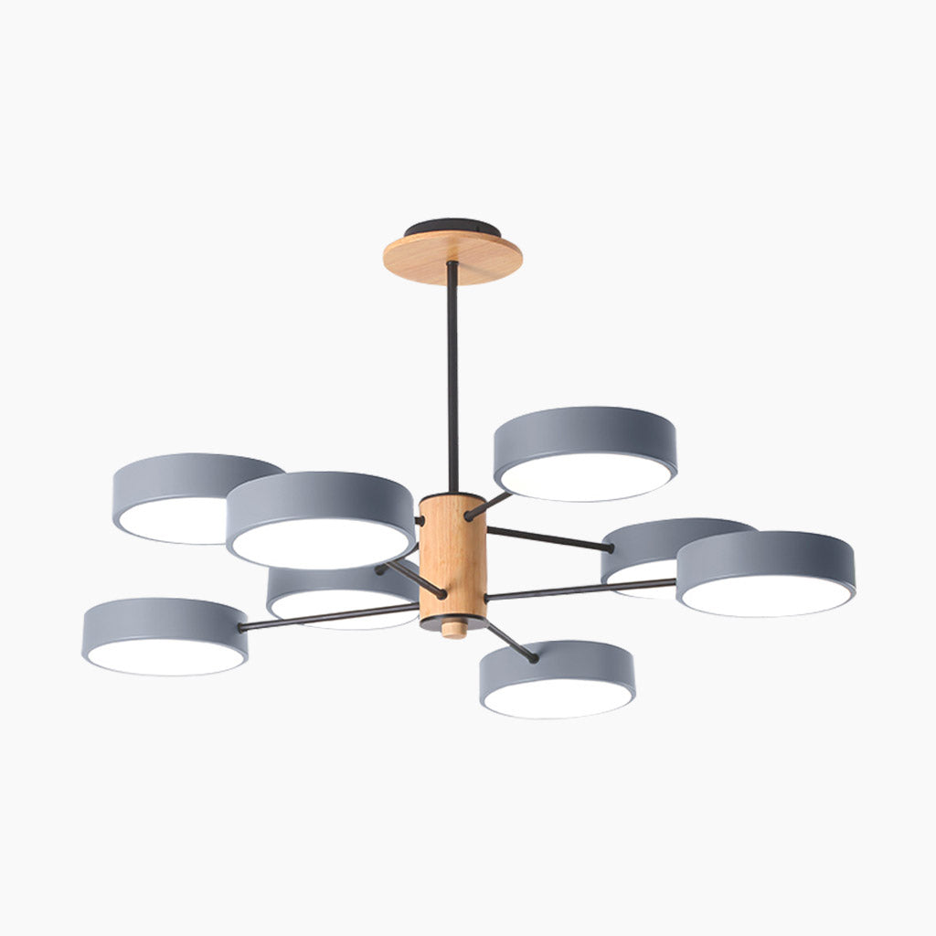 Deckenleuchte und Kronleuchter aus Holz und Metall, mehrarmig, LED, verstellbares Licht, modernes skandinavisches Design, Wohnzimmer | Sansoti