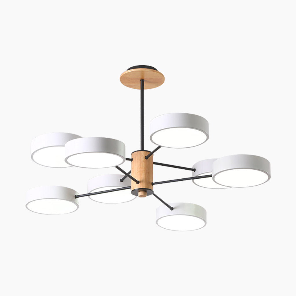 Deckenleuchte und Kronleuchter aus Holz und Metall, mehrarmig, LED, verstellbares Licht, modernes skandinavisches Design, Wohnzimmer | Sansoti