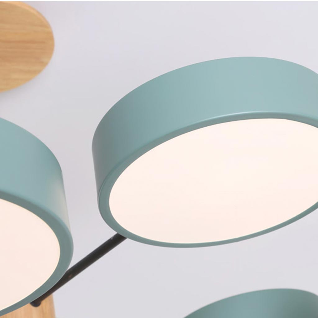 Deckenleuchte und Kronleuchter aus Holz und Metall, mehrarmig, LED, verstellbares Licht, modernes skandinavisches Design, Wohnzimmer | Sansoti