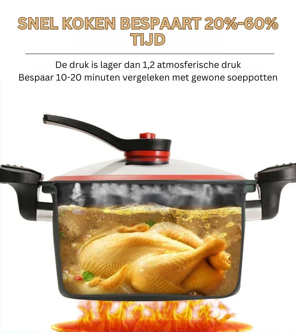 Snelkookpan met Anti-aanbaklaag – Gezond & Snel Koken – Snelkookfunctie & Langzaam Koken – Voedingsstoffen Behouden – 3,5L Capaciteit – Verkrijgbaar in Groen, Rood en Geel | Sansoti