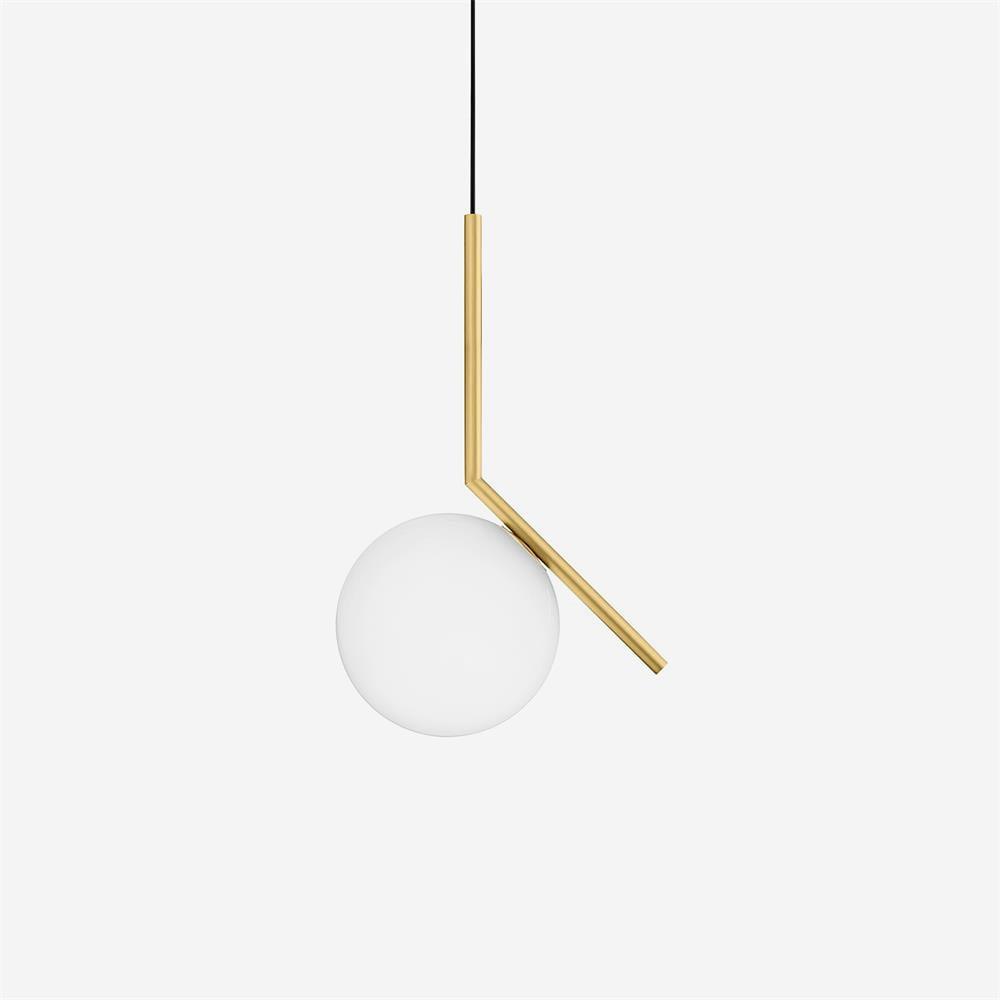 Glazen Hanglamp Messing Ø20cm Dimbaar Modern Design Eettafel Woonkamer Keuken Verlichting Elegant Sfeervol | Sansoti