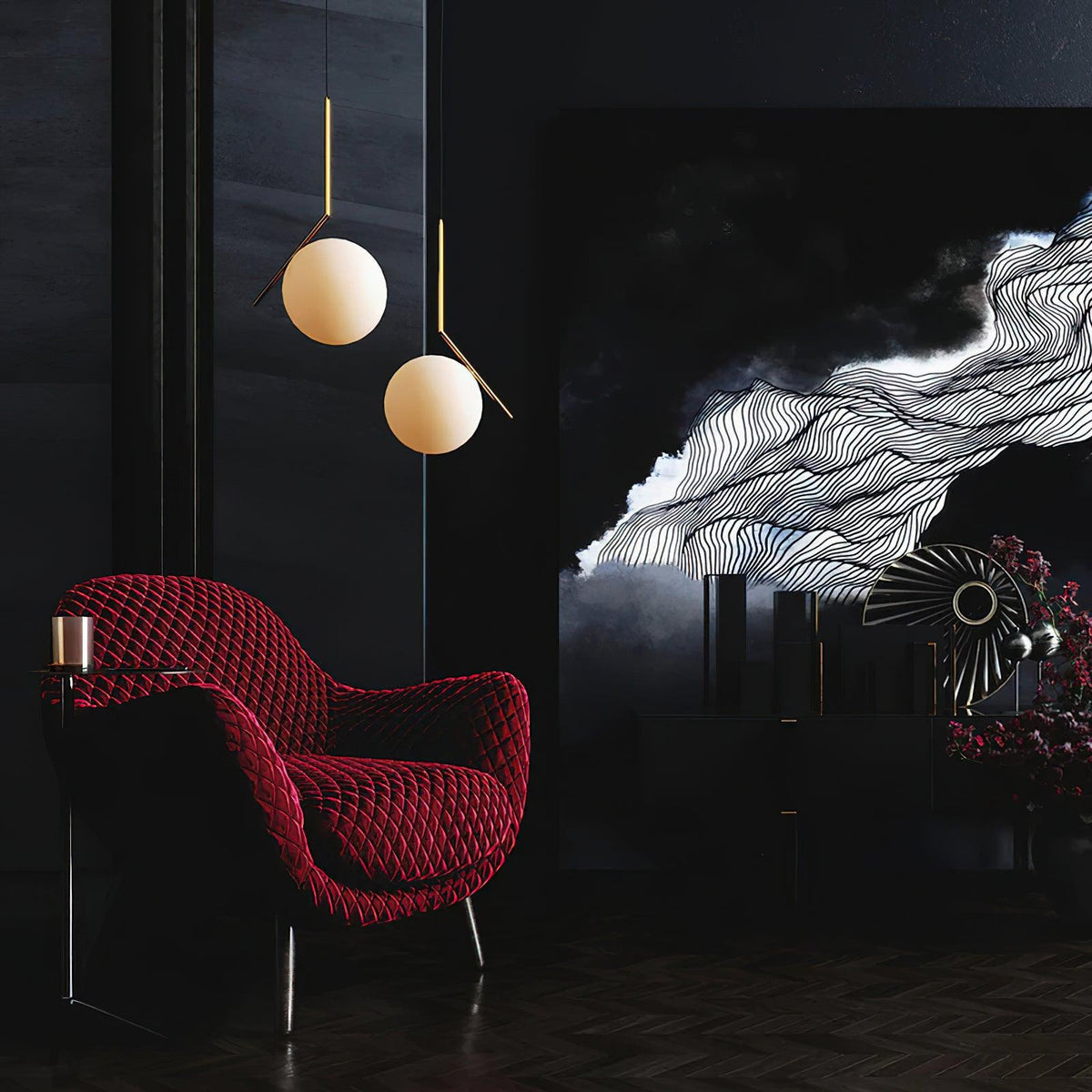 Glazen Hanglamp Messing Ø20cm Dimbaar Modern Design Eettafel Woonkamer Keuken Verlichting Elegant Sfeervol | Sansoti