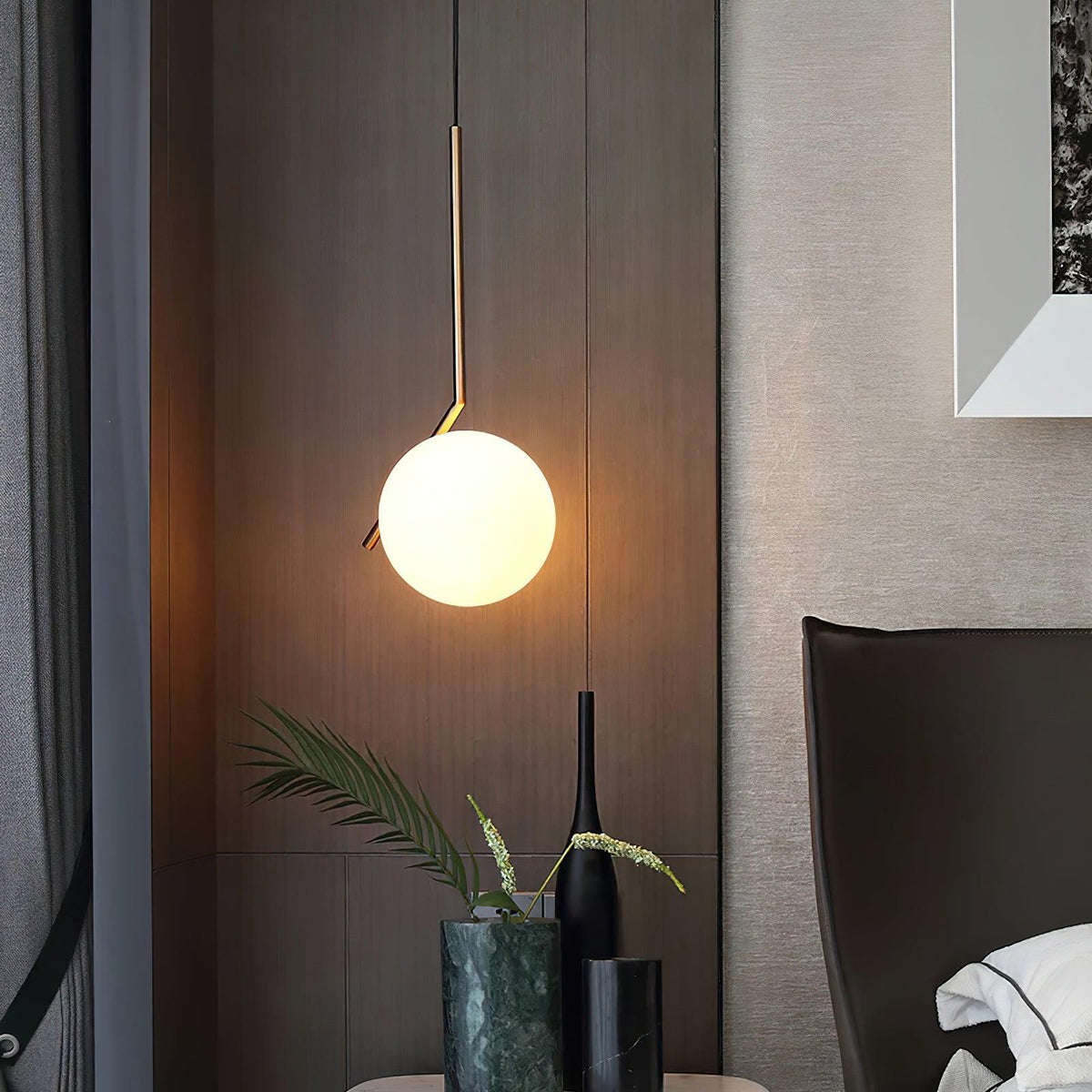 Glazen Hanglamp Messing Ø20cm Dimbaar Modern Design Eettafel Woonkamer Keuken Verlichting Elegant Sfeervol | Sansoti