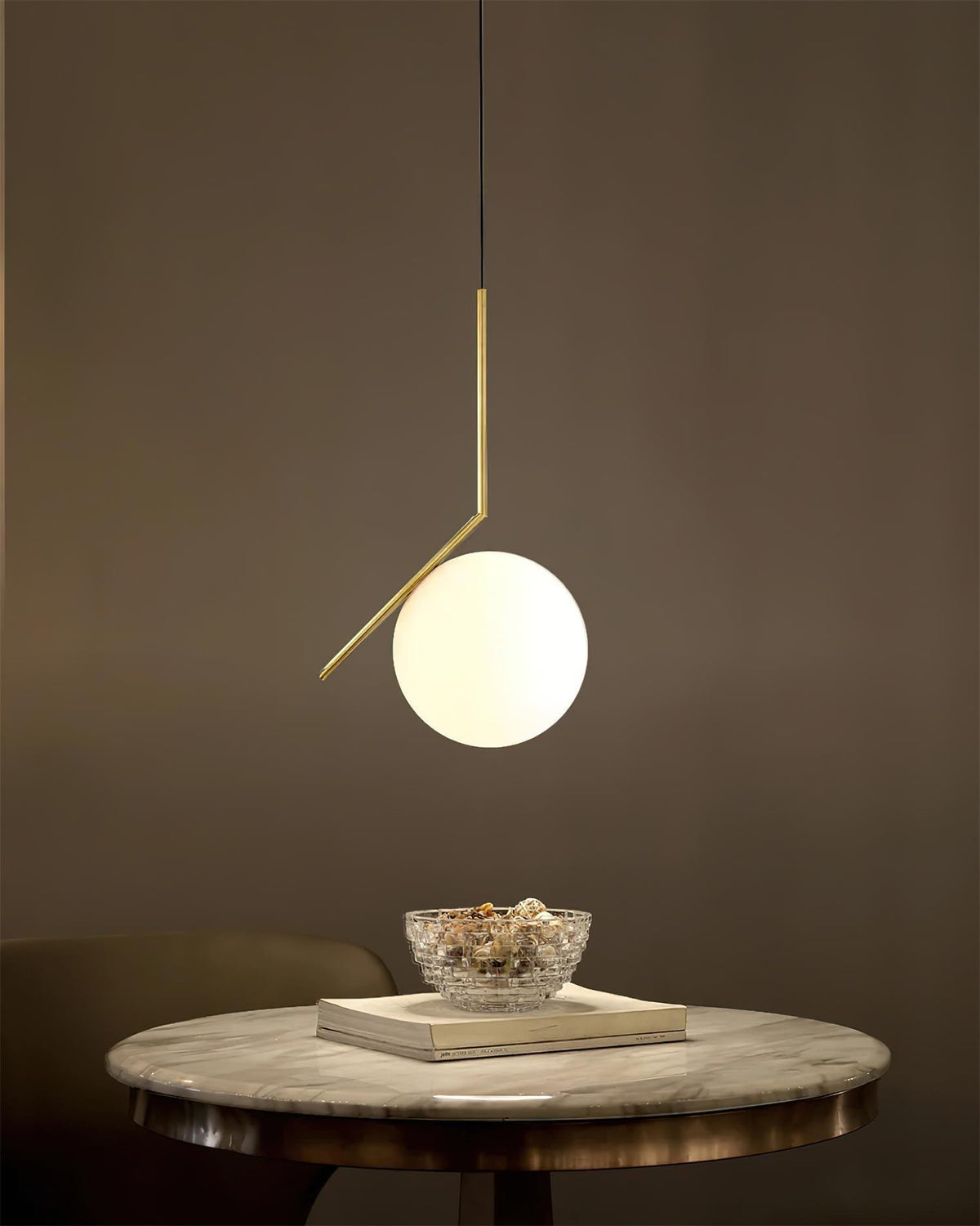 Glazen Hanglamp Messing Ø20cm Dimbaar Modern Design Eettafel Woonkamer Keuken Verlichting Elegant Sfeervol | Sansoti