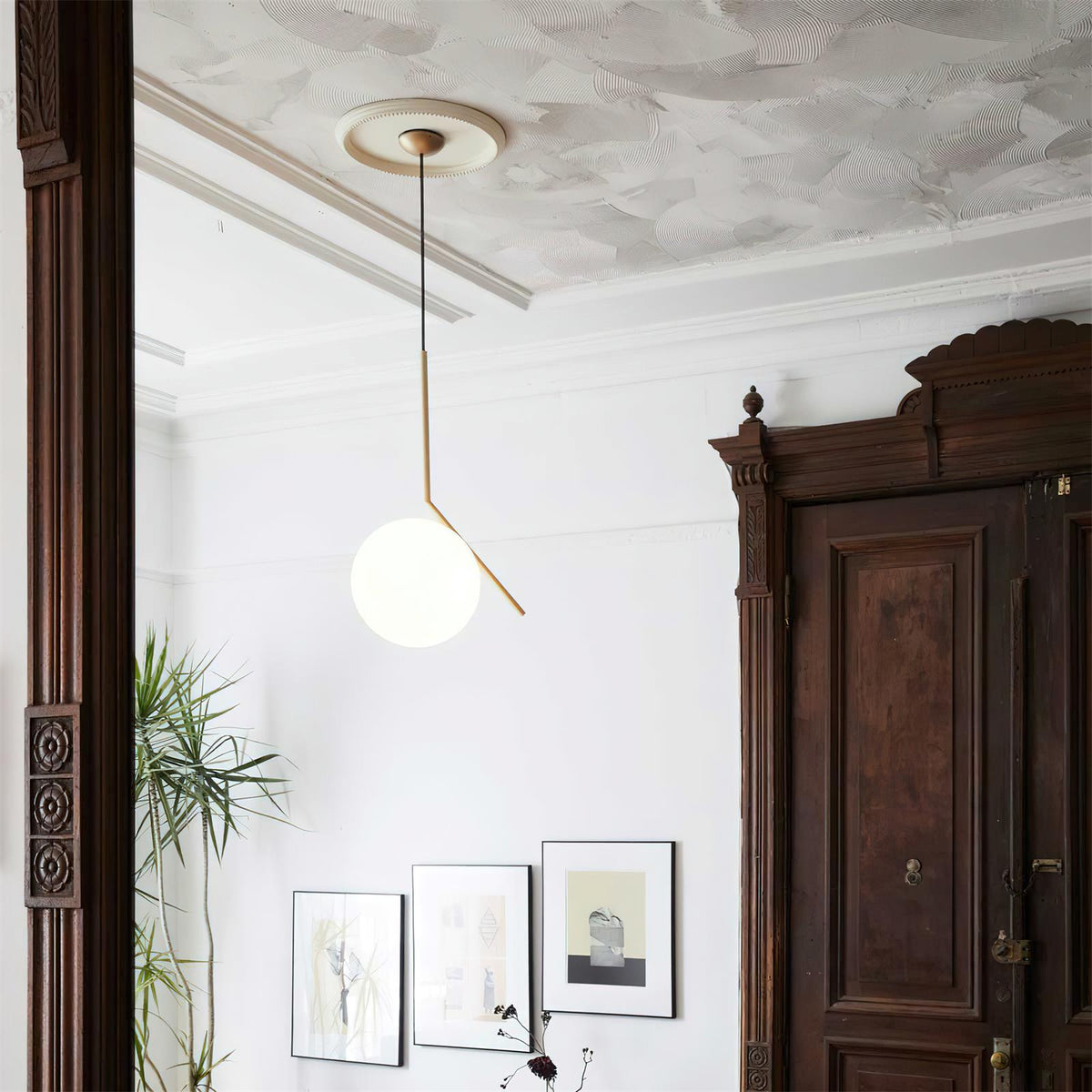 Glazen Hanglamp Messing Ø20cm Dimbaar Modern Design Eettafel Woonkamer Keuken Verlichting Elegant Sfeervol | Sansoti