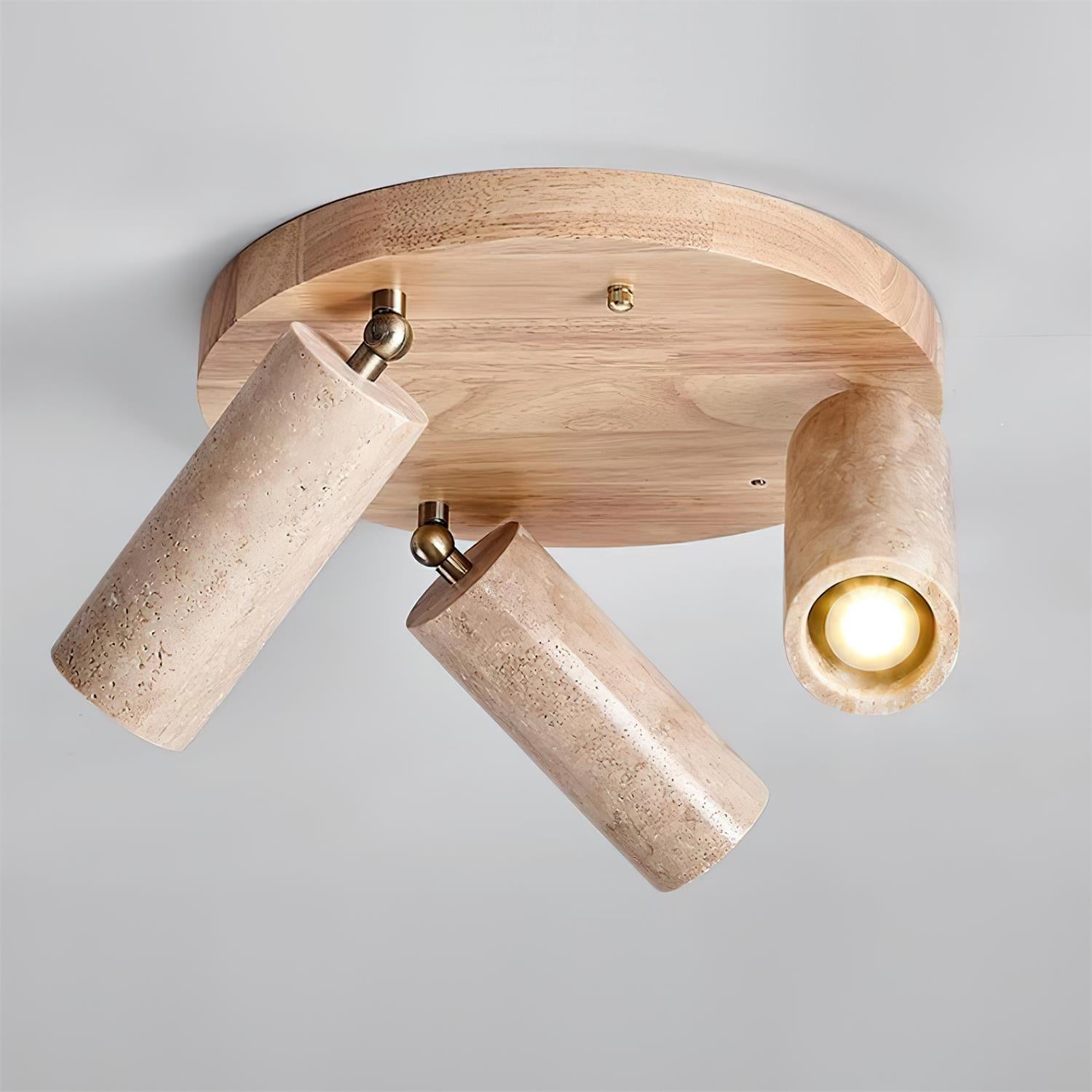 Plafondspot Travertijn Hout 3-lichts Richtbaar Hal Keuken Woonkamer Design Spotlamp | Sansoti