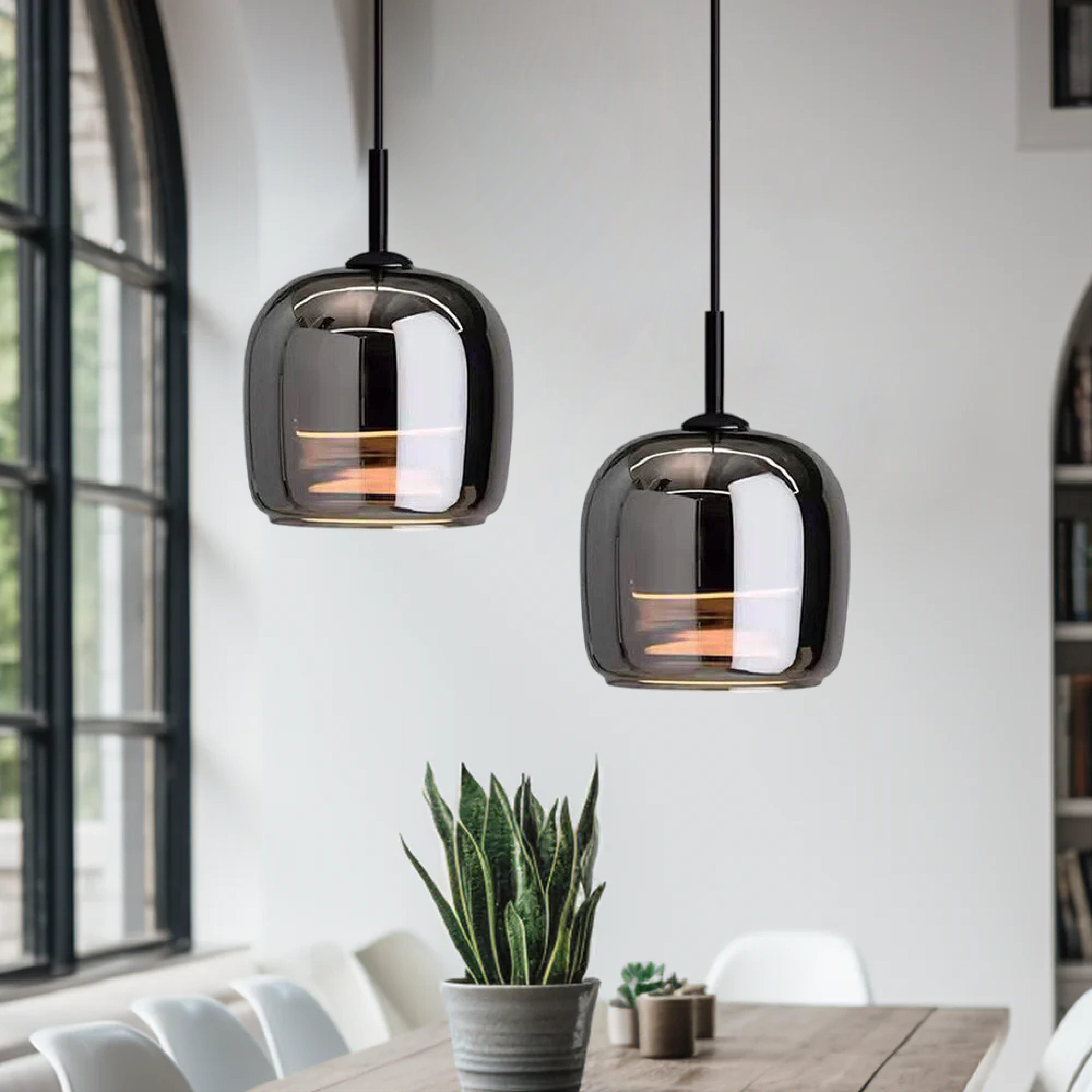 Suspension Noir Verre Scandinave Nordique LED E27 16cm Lampe Suspendue Cuisine Salon Luxe | Restfield