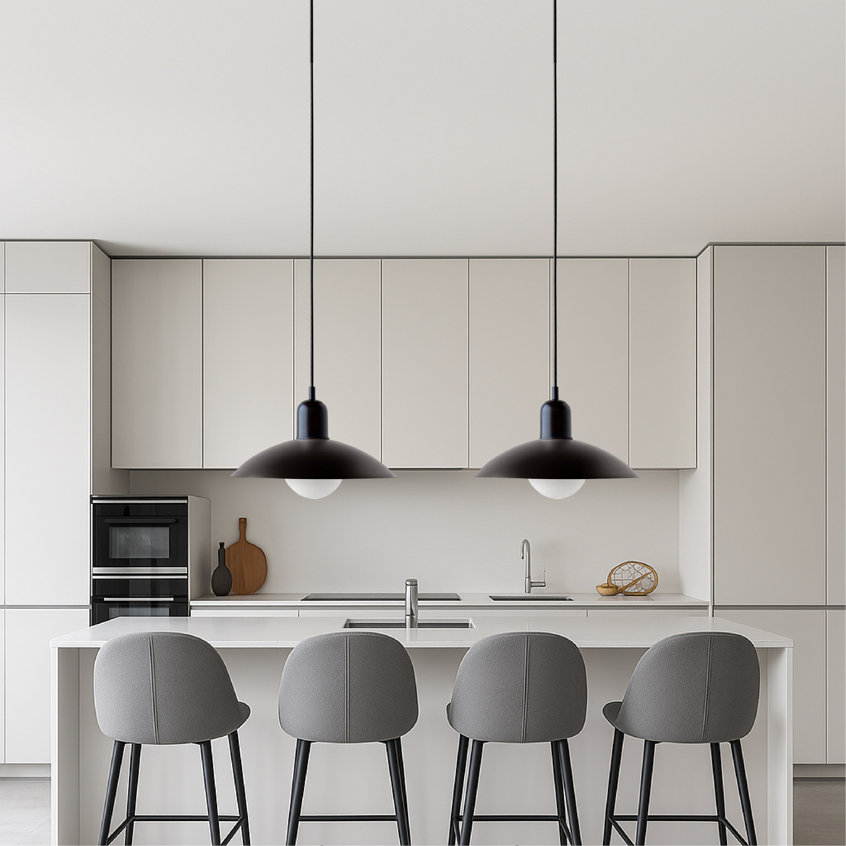 Macaron Hängeleuchte Ø32 cm Eisen Schwarz Weiß Esstisch Beleuchtung Skandinavisches Design Küchenlampe Modern Minimalistisch | Restfield