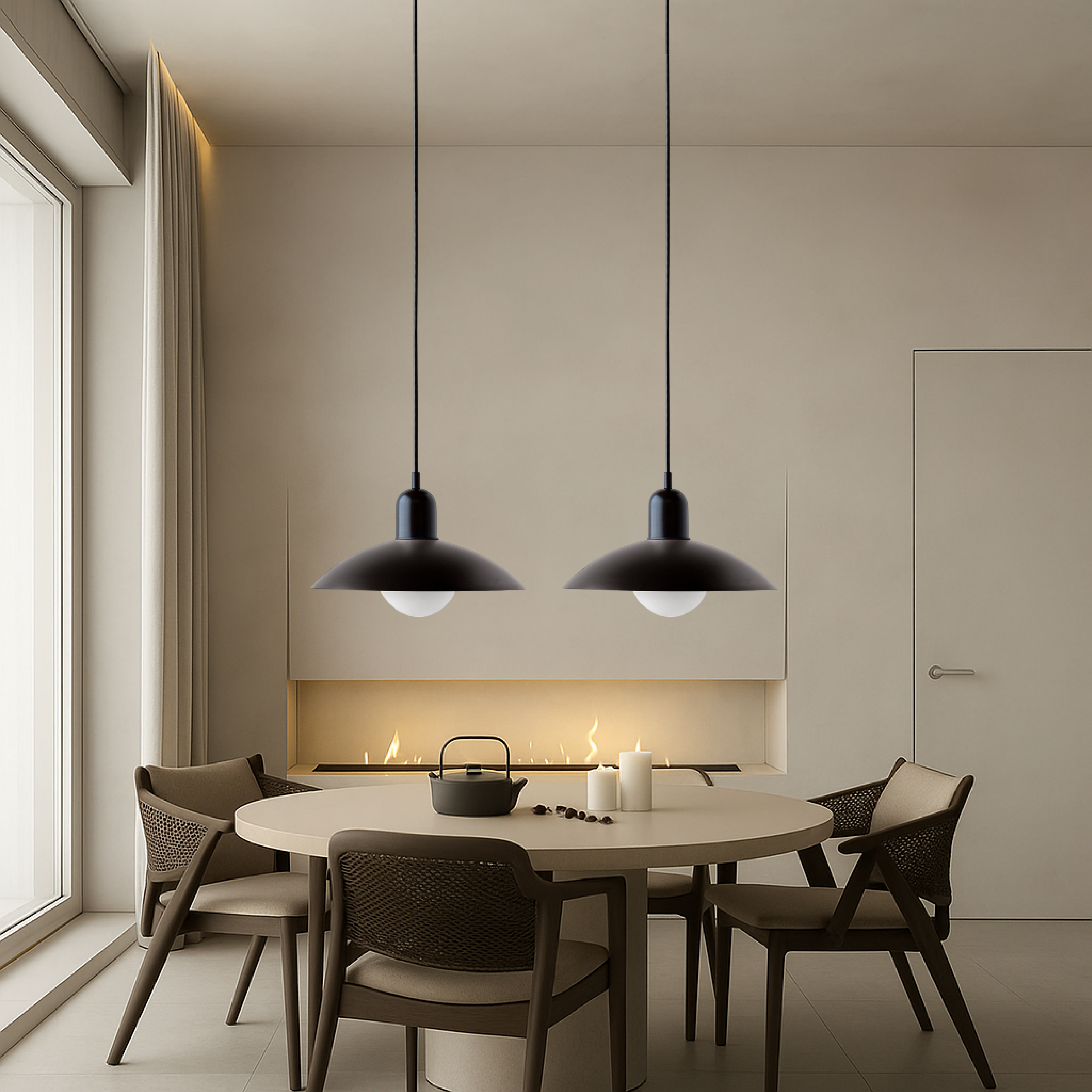 Macaron Hängeleuchte Ø32 cm Eisen Schwarz Weiß Esstisch Beleuchtung Skandinavisches Design Küchenlampe Modern Minimalistisch | Restfield