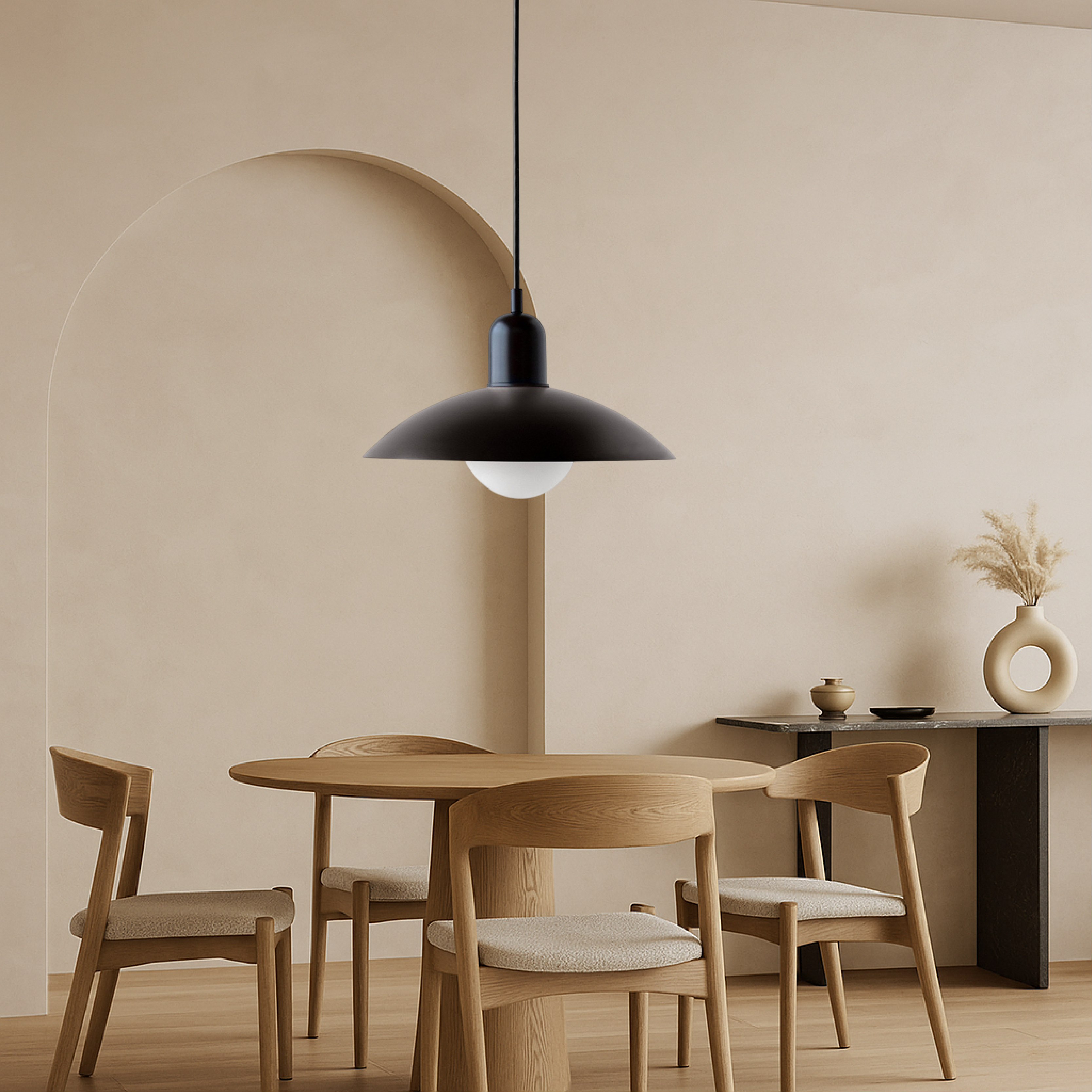Macaron Hängeleuchte Ø32 cm Eisen Schwarz Weiß Esstisch Beleuchtung Skandinavisches Design Küchenlampe Modern Minimalistisch | Restfield