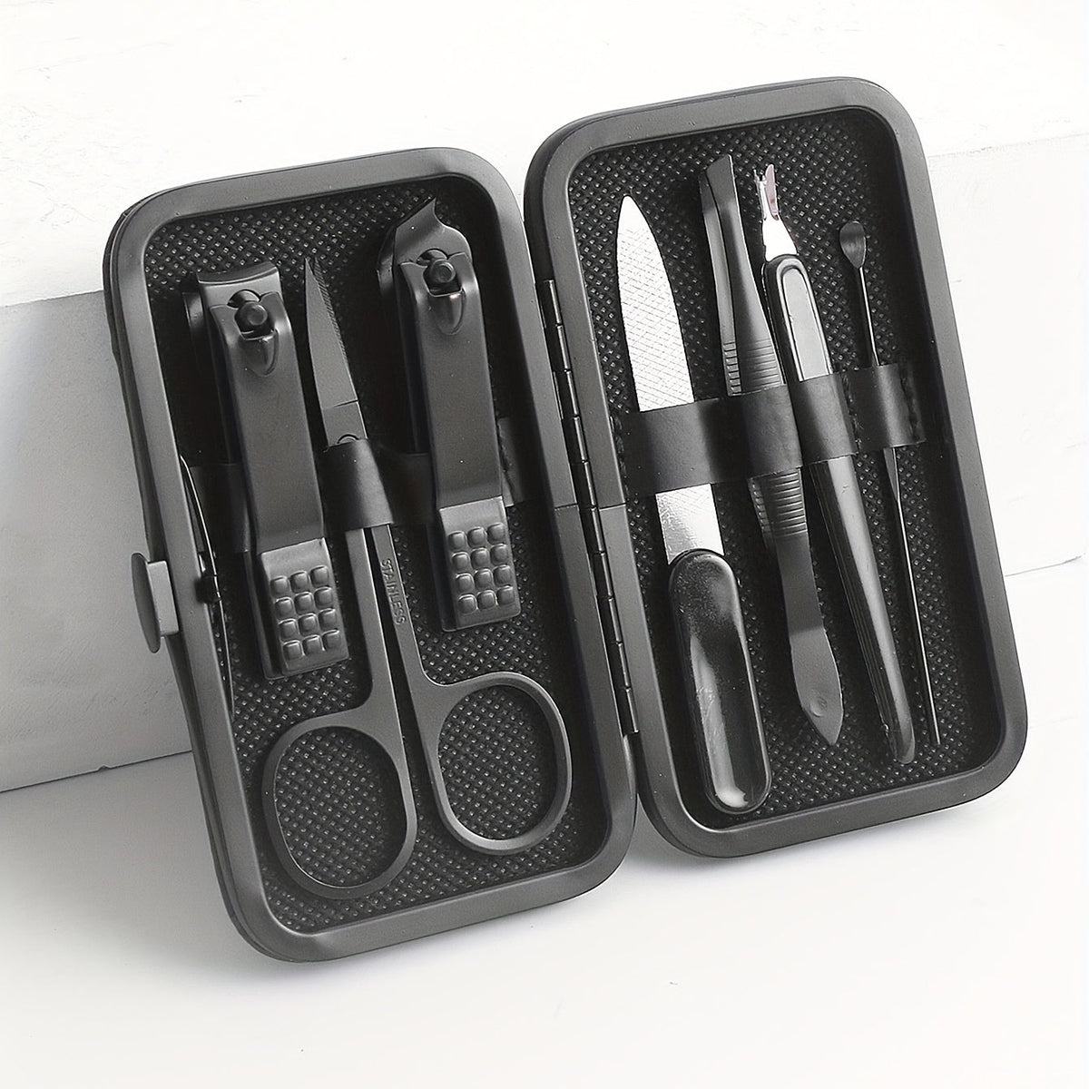 Set professionnel de soins des ongles 7 pièces, manucure et pédicure, étui en acier inoxydable, format compact de voyage | Sansoti