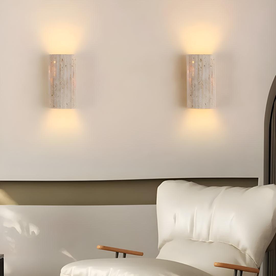 Kinkiet z kamienia naturalnego, LED, ciepłe białe światło, nowoczesny skandynawski design do salonu, sypialni i przedpokoju, unikalne użylenie | Sansoti
