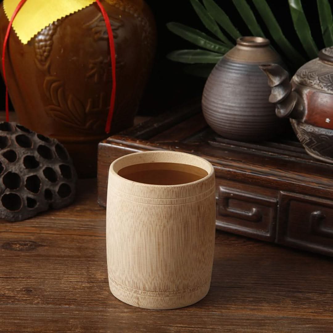Handmade Bamboo Drinking Cup 200ml Natural Wood Color Sustainable Tea Coffee Kitchen Eco-Friendly Tableware | Sansoti