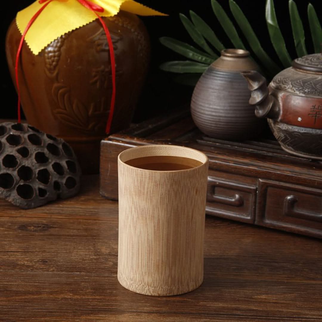 Handmade Bamboo Drinking Cup 200ml Natural Wood Color Sustainable Tea Coffee Kitchen Eco-Friendly Tableware | Sansoti