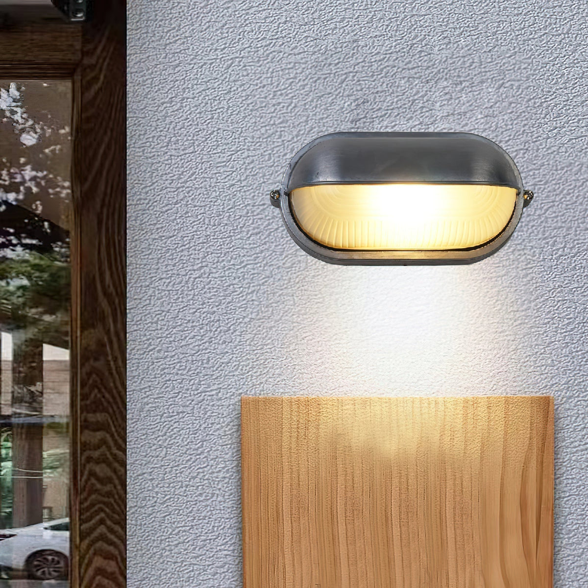 Außenwandleuchte aus Metall und Glas, wasserdicht IP65, Gold/Silber, rund/oval, für Balkon, Terrasse und Garten, stimmungsvolle Beleuchtung | Sansoti