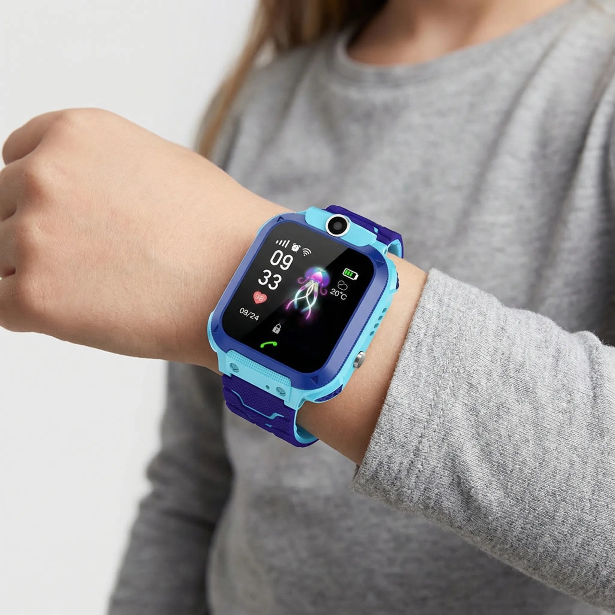 Smartwatch met GPS-Tracker voor Kinderen — Belfunctie + SOS-Knop + Camera — Verstelbare Band 5 Kleuren | Sansoti