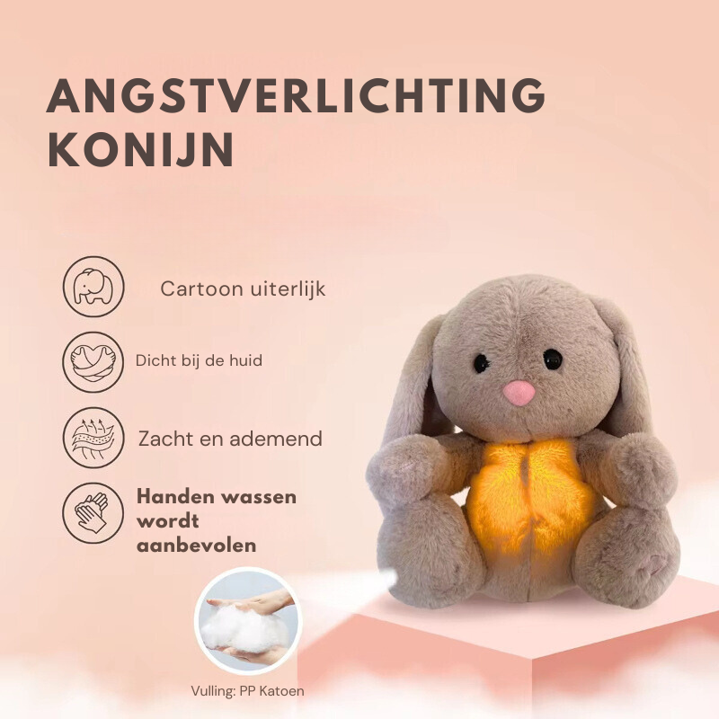 Knuffelkonijn pluche met licht en hartslaggeluid voor slapen en ontspanning comfort speelgoed | Sansoti