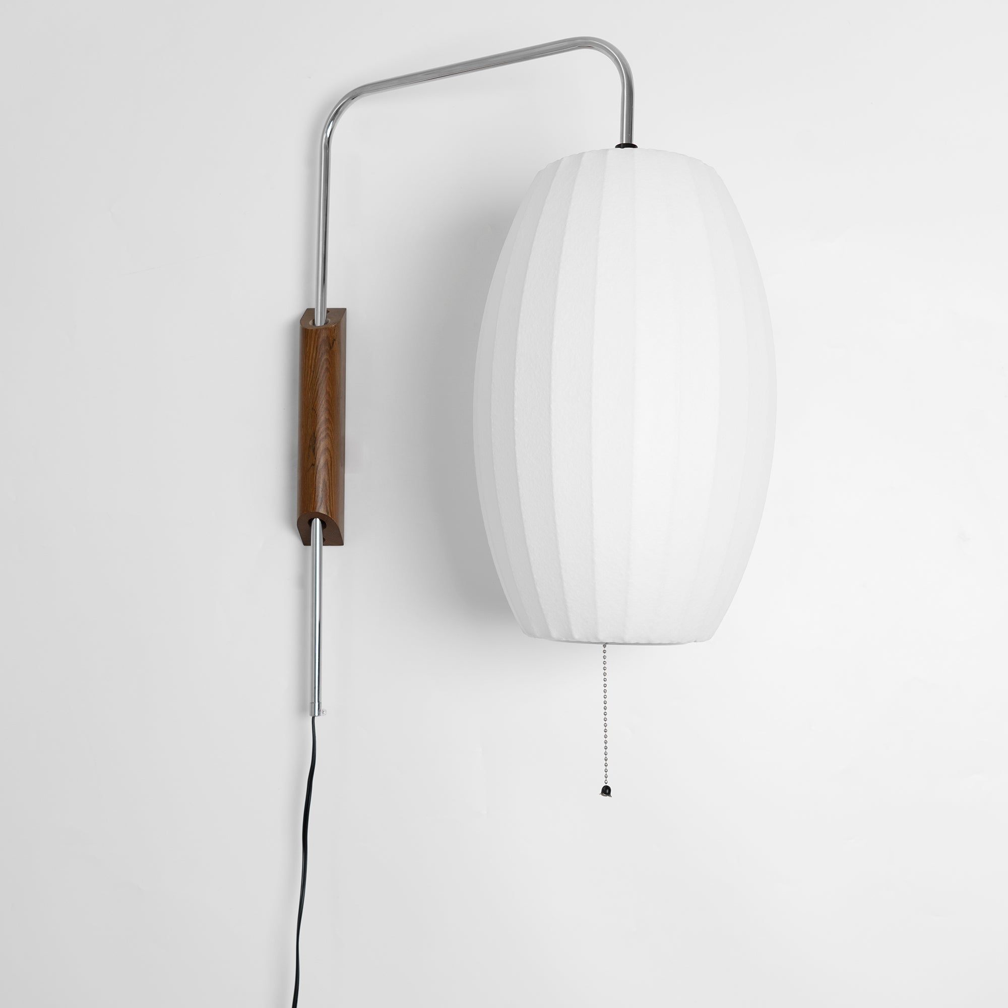 Wandlamp Zijden Kap Walnoot Metaal Wit Woonkamer Slaapkamer | Sansoti