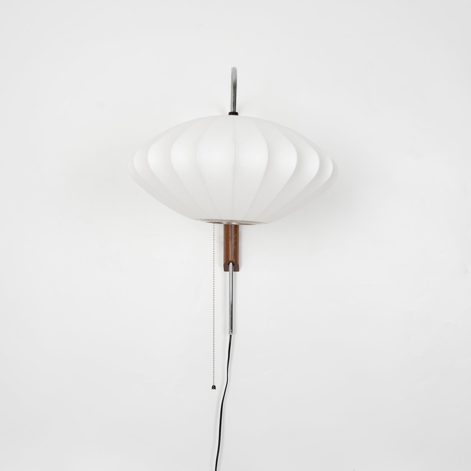 Wandlamp Zijden Kap Walnoot Metaal Wit Woonkamer Slaapkamer | Sansoti