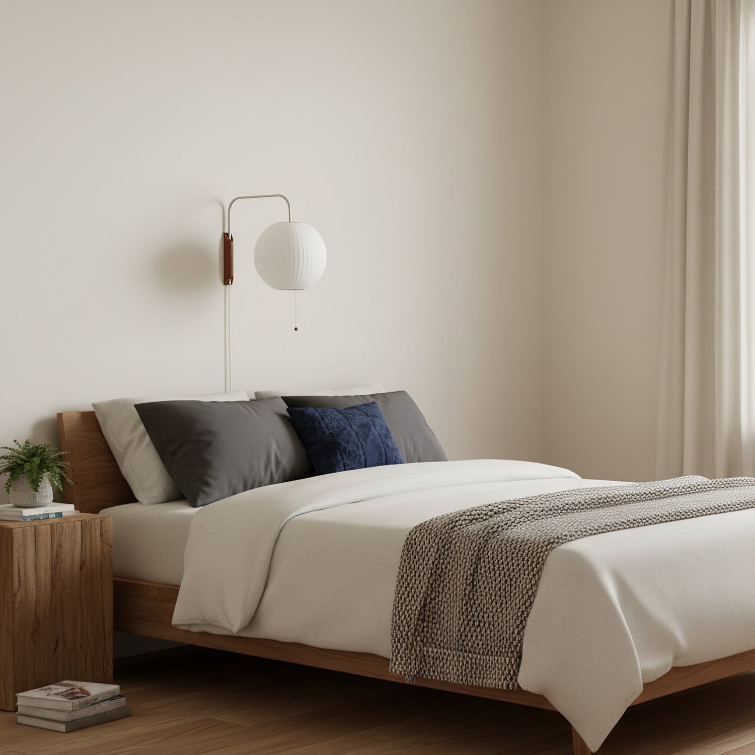 Applique Nelson Bubble Polymère Fil d’Acier Noyer Blanc Mid-Century E27 4 Formes Chambre | Restfield