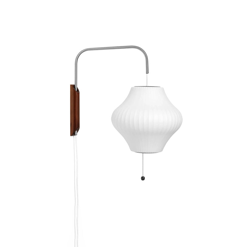 Applique Nelson Bubble Polymère Fil d’Acier Noyer Blanc Mid-Century E27 4 Formes Chambre | Restfield