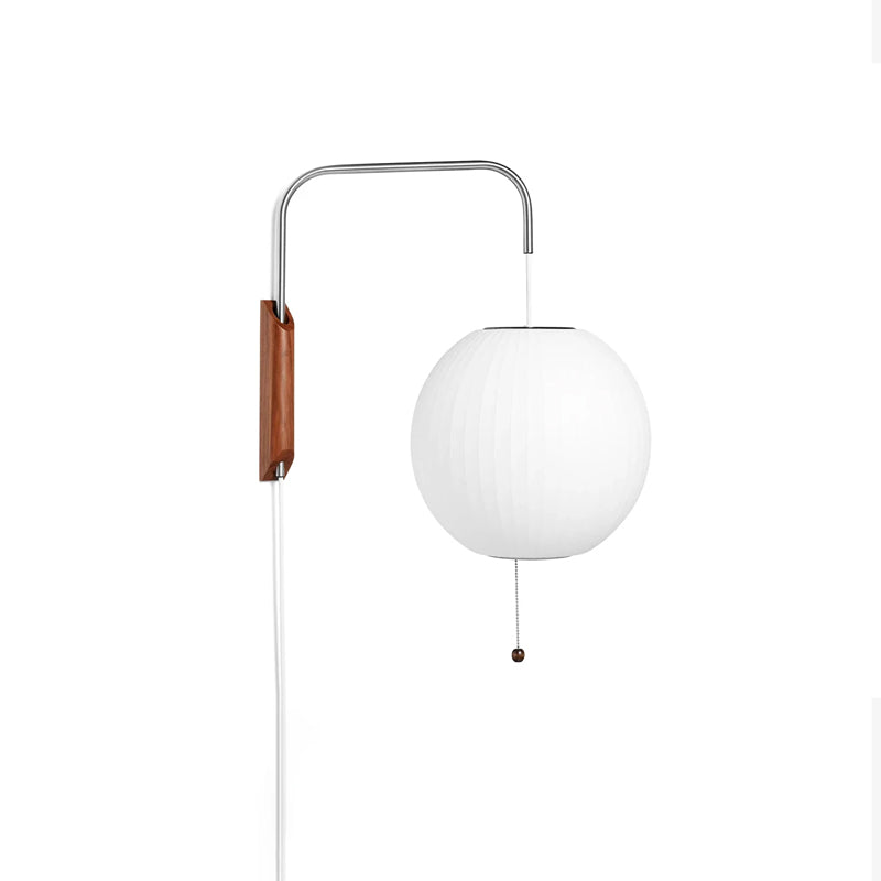 Applique Nelson Bubble Polymère Fil d’Acier Noyer Blanc Mid-Century E27 4 Formes Chambre | Restfield